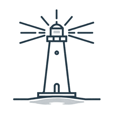 Lighthouse with beams of light